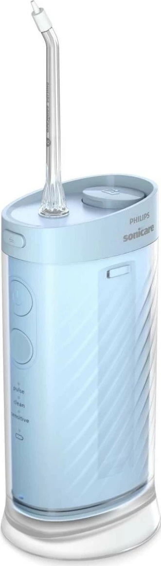 Irigator dhëmbësh Philips Sonicare Compact Flosser HX3333, 3 mënyra pastrimi, IPX7, aku, kaltër