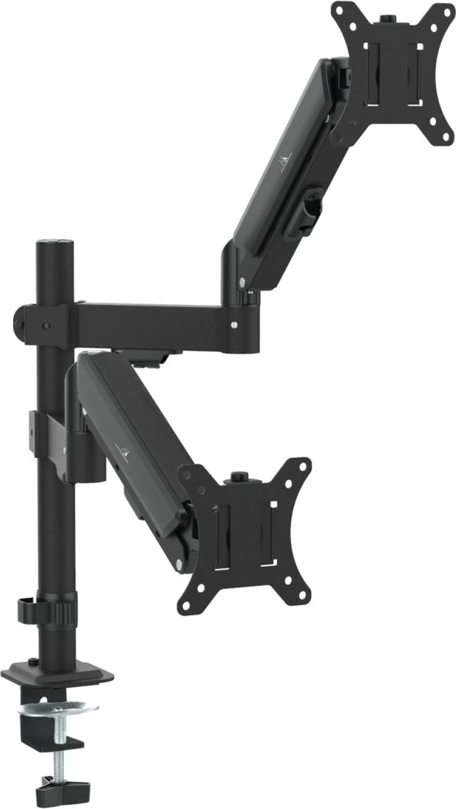 Mbajtës tavoline për 2 monitorë, Maclean MC-136, 17–32 inç, 2–10 kg për krah, sustë gazi, VESA 75x75/100x100, e zezë