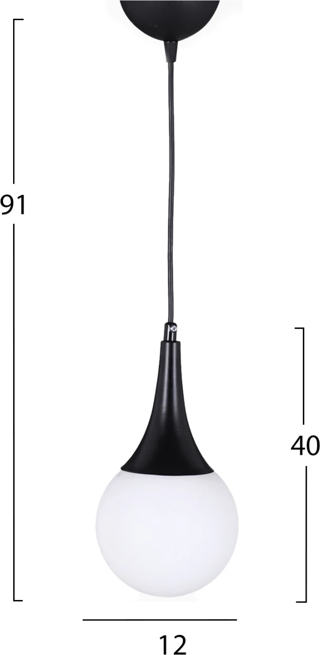 Llambë varëse tavani metalike, ngjyrë e zezë, FH7517.01, 12x91 cm