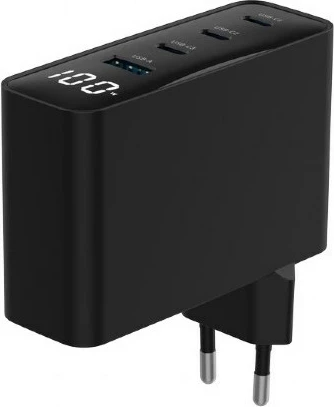 Karikues Gembird TA-UC-PDQC100LCD-01-BK për laptop e celular, 100W, i zi