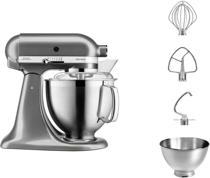 Mikser i qëndrueshëm KitchenAid Artisan 5KSM185PSEMS 4.8L, Medallion Silver
