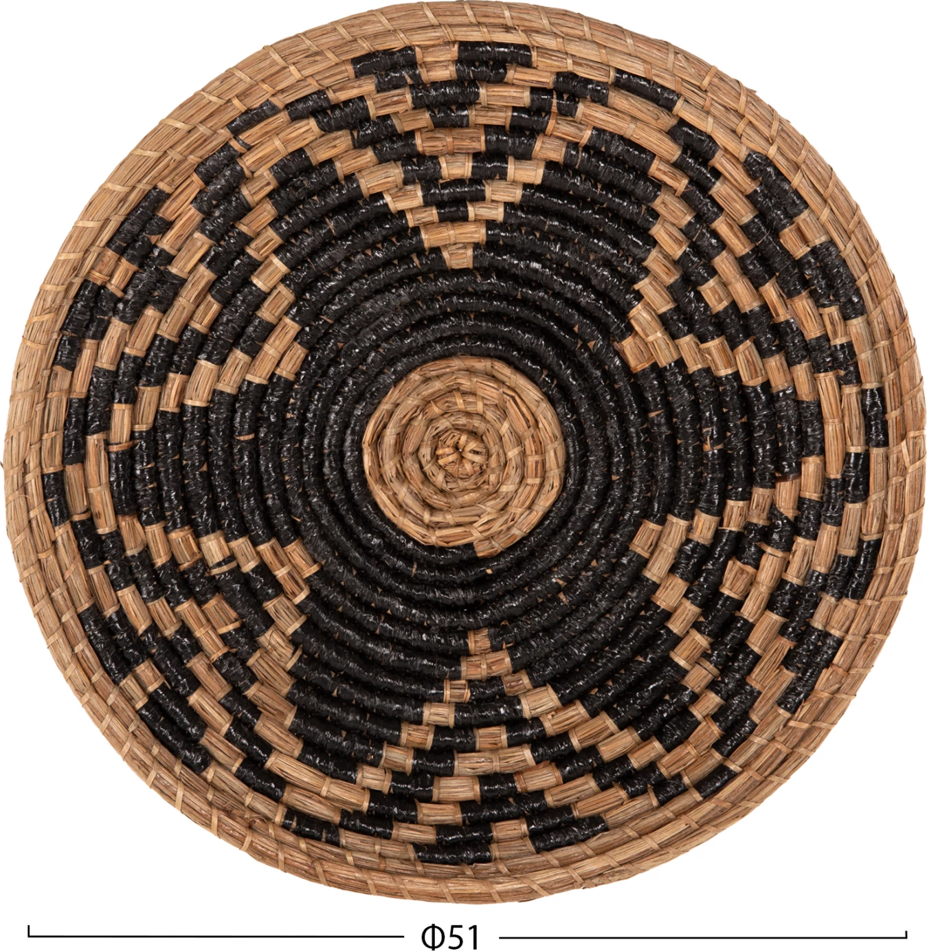 Dekor muri i rrumbullakët, bari Mendong, natyral-zi, FH7863, Φ51x6 cm