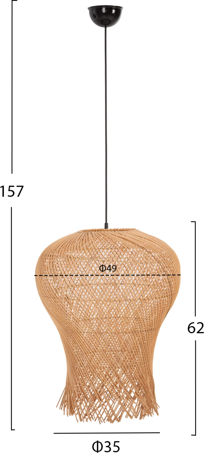 Llambë varëse tavani FH7882 prej ratani, ngjyrë natyrale, Φ49x157Hcm