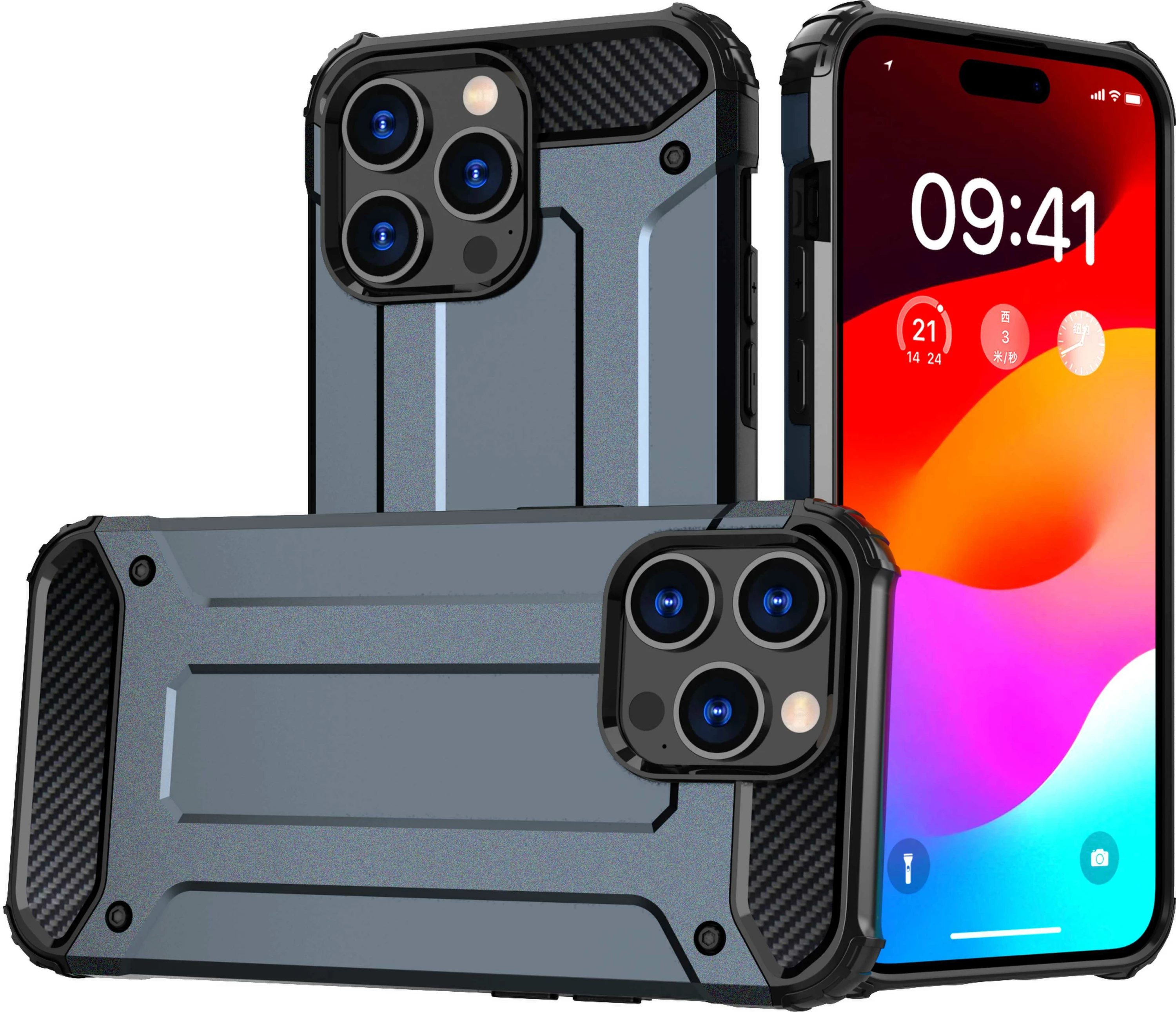 Mbështjellës Hurtel Hybrid Armor për iPhone 15 Pro, kaltër