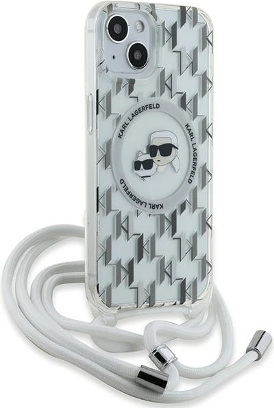 Mbështjellës Karl Lagerfeld IML Crossbody Monogram Karl & Choupette Head MagSafe për iPhone 15/14/13, Transparent
