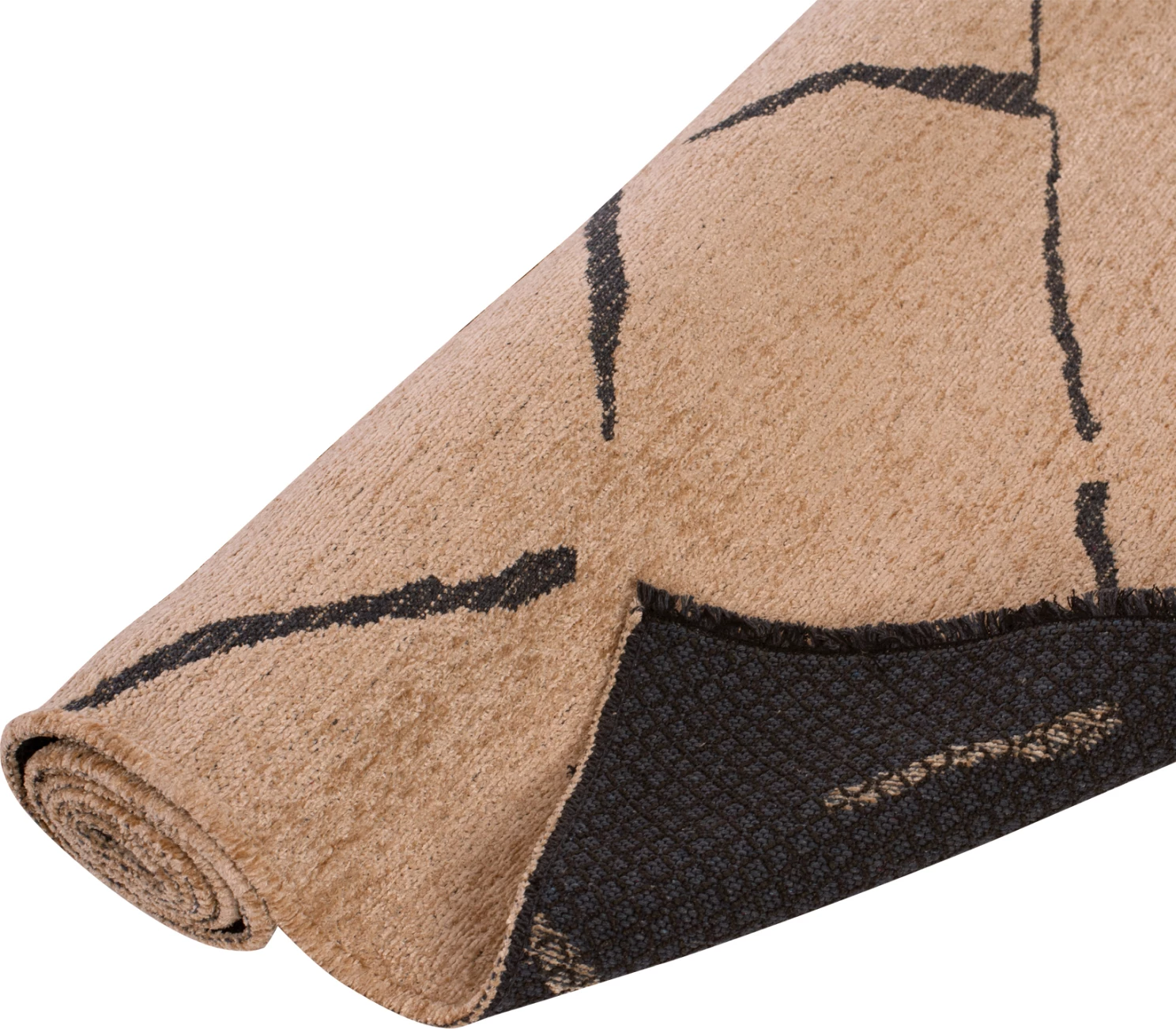 Tapet, ngjyrë kafe e çelët e zezë, me vetë-fringe, FH7674.01, 160x230cm