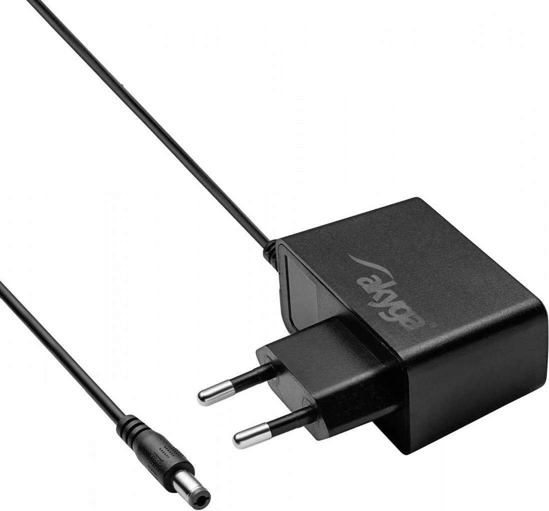 Adapter rryme AKYGA AK-PD-33 12V/1A 12W, kabllo 1.5 m, konektor 5.5x2.1 mm, i zi