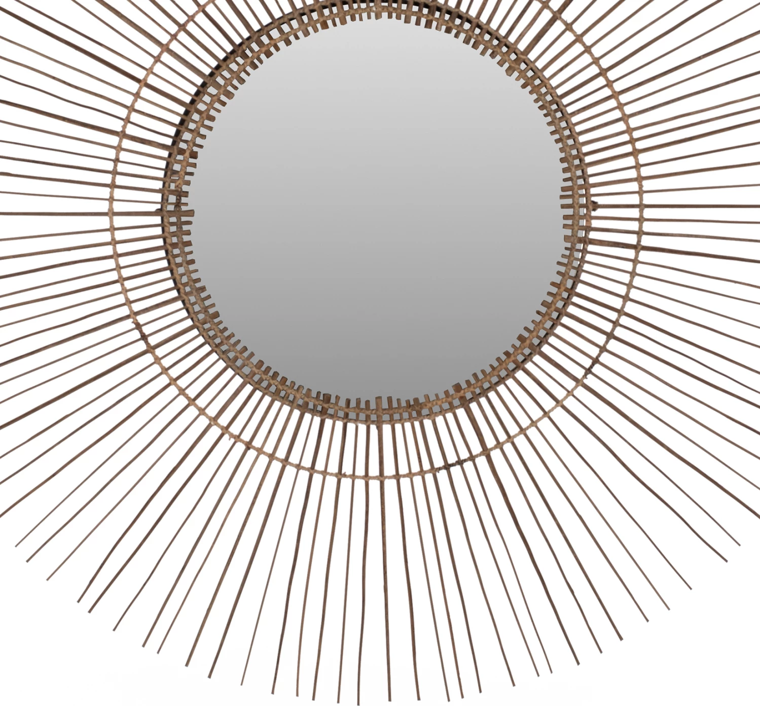 Pasqyrë rrethore me kornizë nga shkopinj kokosi, ngjyrë natyrale, 120x4x120Hcm, FH7732