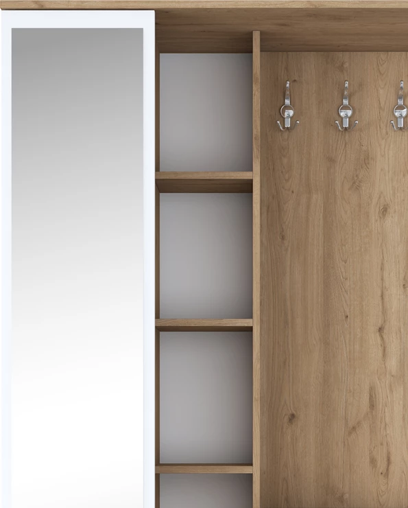 Mobilje hyrëse Zozmo, ngjyrë arre-bardhë, melaminë, 120x37.5x198.6cm