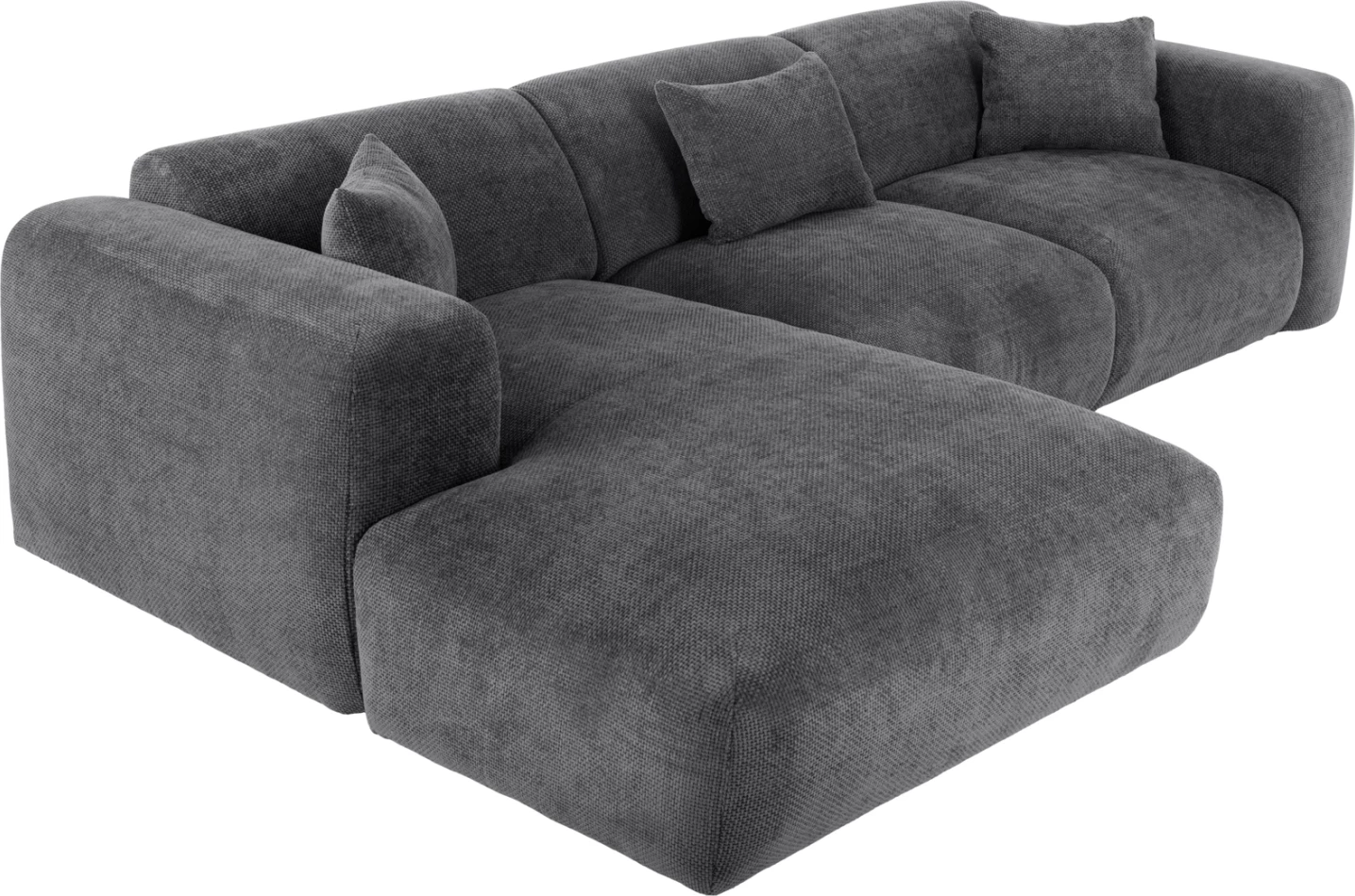 Divan qoshe, BRICKEN FH3275.04L, pëlhurë antracit, 110-282x98-160x72H cm