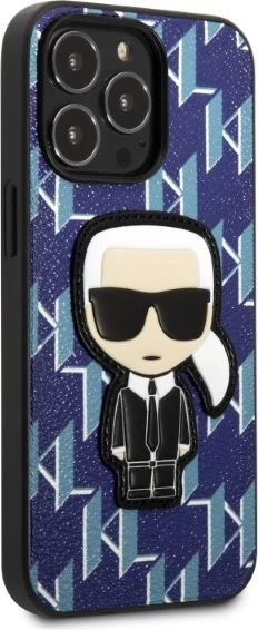 Mbështjellës Karl Lagerfeld KLHCP13LPMNIKBL për iPhone 13/13 Pro, hardcase, Monogram Ikonik Patch, Blu