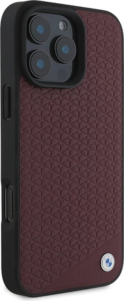 Mbështjellës BMW MagSafe për iPhone 16 Pro Max, lëkurë diamond, e kuqe