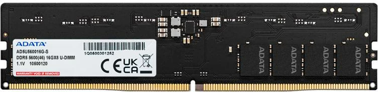 RAM Memorje ADATA AD5U560016G-S DDR5 16GB 5600MHz U-DIMM ECC, e zezë