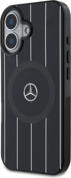 Mbështjellës Mercedes MB Double Layer Crossed Lines MagSafe për iPhone 16, zi
