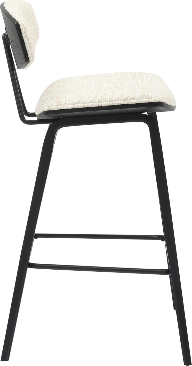 Karrige për bar, lartësi mesatare, INOVER FH9984.02, metal & dru, pëlhurë ecru, 50,5x49x90H cm, set prej 2 copë