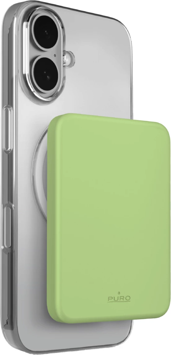Power bank Puro Slim Power Mag 4200 mAh, MagSafe 15W, USB-C, i hollë 1 cm, ngjyrë e gjelbër