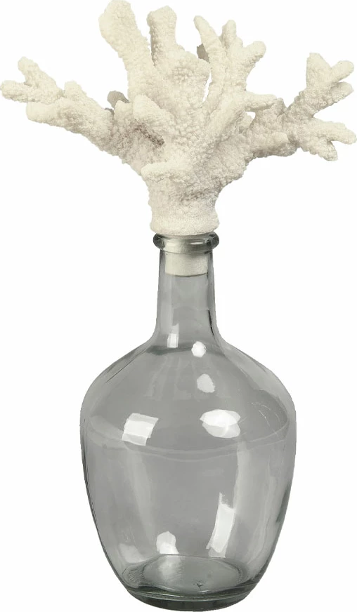 Shishe dekorative Coralli me kapak, xham transparent, polirezine, 24x15x41cm