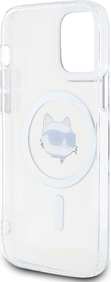 Mbështjellës Karl Lagerfeld IML Metal Choupette Head MagSafe për iPhone 12/12 Pro, Bardhë