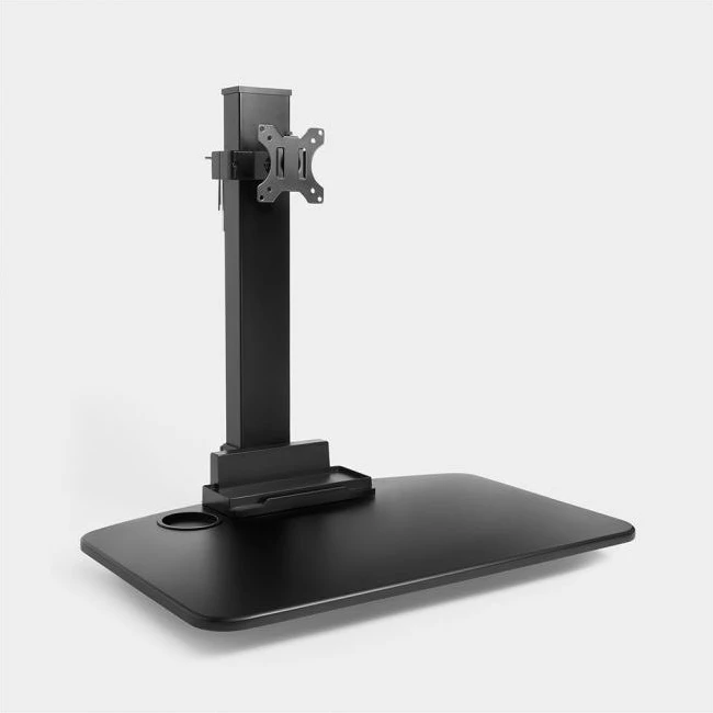 stacion pune sit-stand VONHAUS 3000167, për 2-3 monitorë, rregullim pneumatik i lartësisë, montim VESA, e zezë