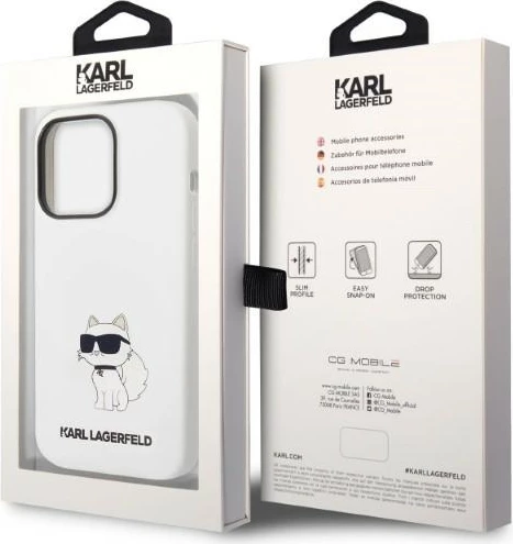 Mbështjellës Karl Lagerfeld KLHMP14XSNCHBCH për iPhone 14 Pro Max 6.7", silikon, MagSafe, Bardhë