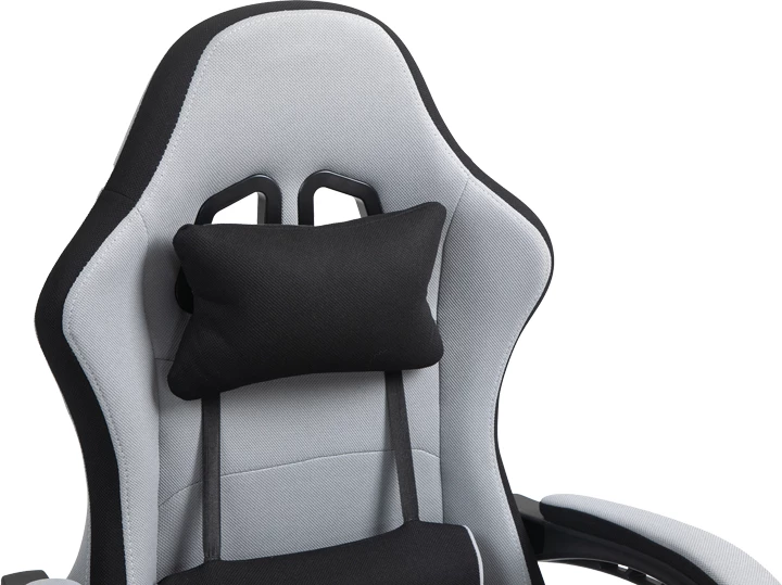 Karrige për zyre gaming Gline, ngjyrë zezë-gri, pëlhurë, pp zezë, 60x59x118cm