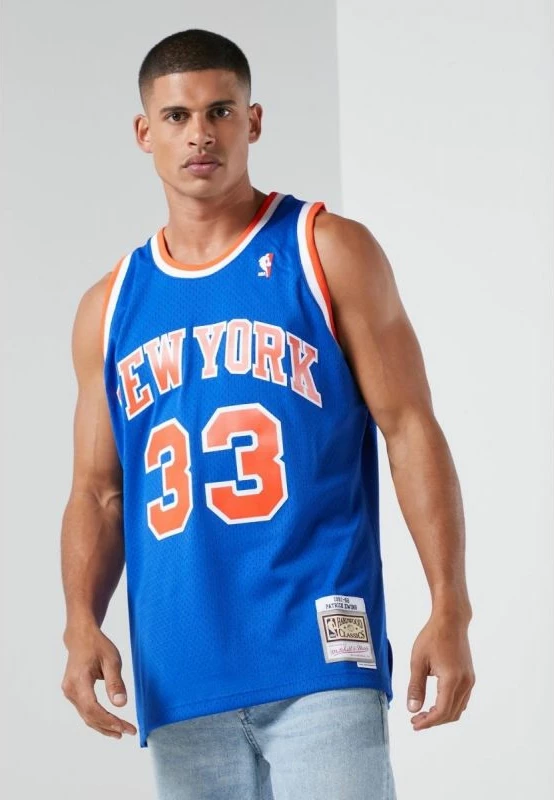 Maicë për Meshkuj Mitchell & Ness NBA Swingman New York Knicks Patric Ewing, Blu