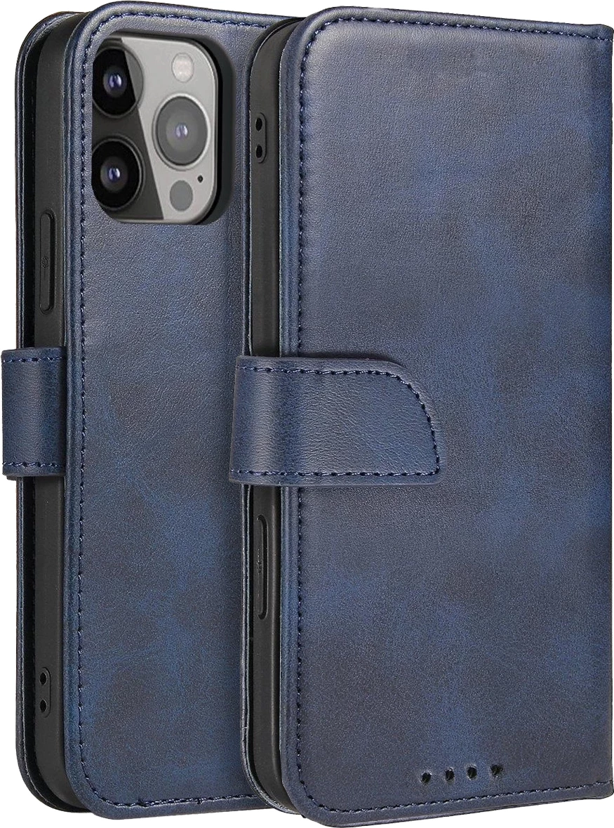 Mbështjellës Hurtel Magnet Case për iPhone 14 Plus, me kapak, funksion stand, ngjyrë kaltër