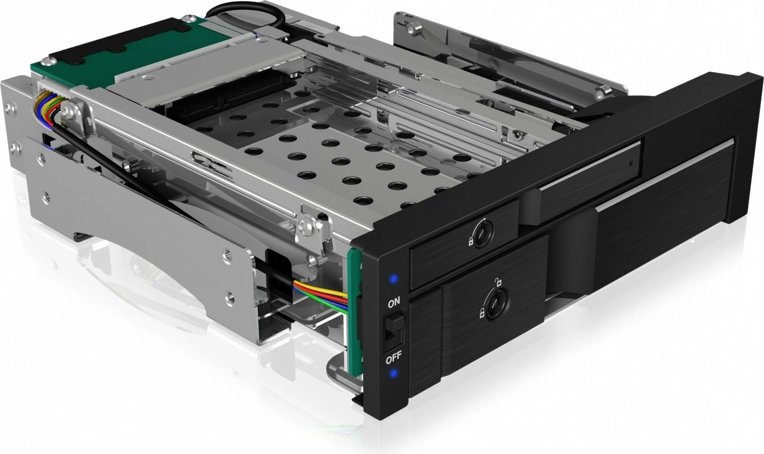 Kasë IcyBox IB-173SSK për 1x 2.5" + 1x 3.5" HDD/SSD, për hapësirë 5.25", e zezë