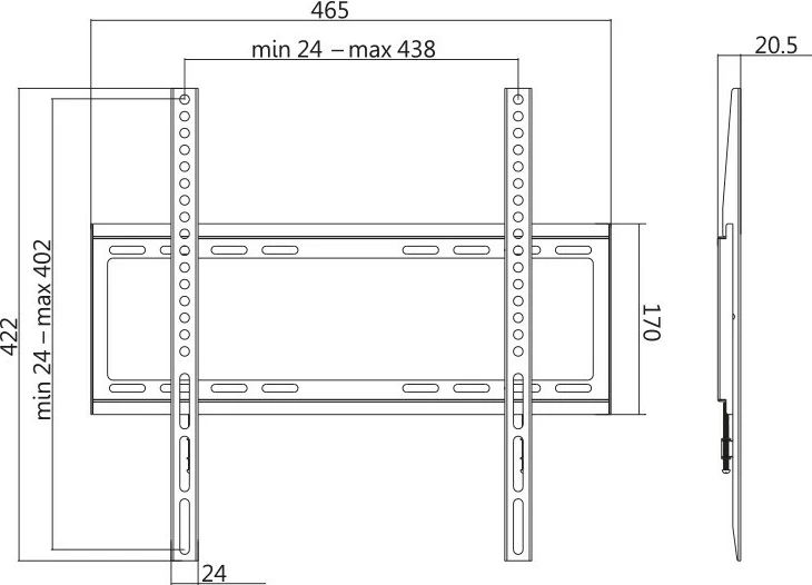 Mbajtëse muri për TV/monitor LogiLink BP0036, 32-55 inç, deri 35 kg, e zezë