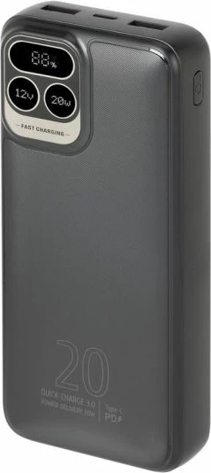 Powerbank RIVACASE VA2521 20000mAh 20W Quick Charge 3.0 (PD 3.0), LCD, gri e errët
