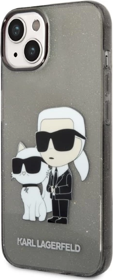 Mbështjellës Karl Lagerfeld Karl&Choupette për iPhone 14 Plus, i zi