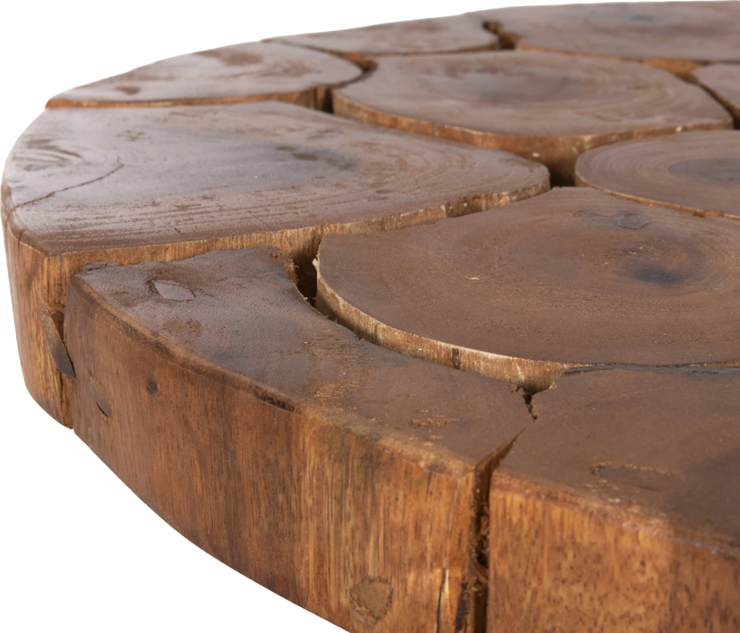 Tavolinë kafeje RIBBEN, dru suar i fortë, këmbë metali të zeza, Φ80x45H cm