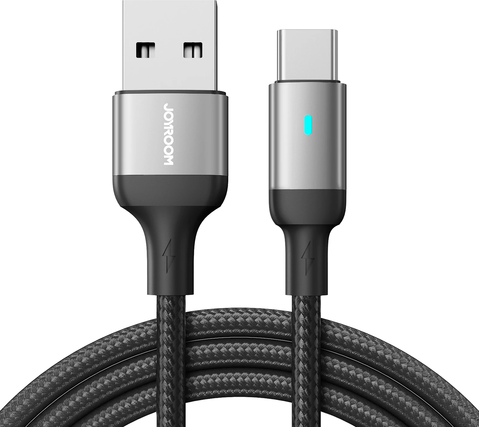 Kabllo USB-A në USB-C Joyroom Extraordinary Series A10 S-UC027A10B 1.2 m 3A LED, e zezë