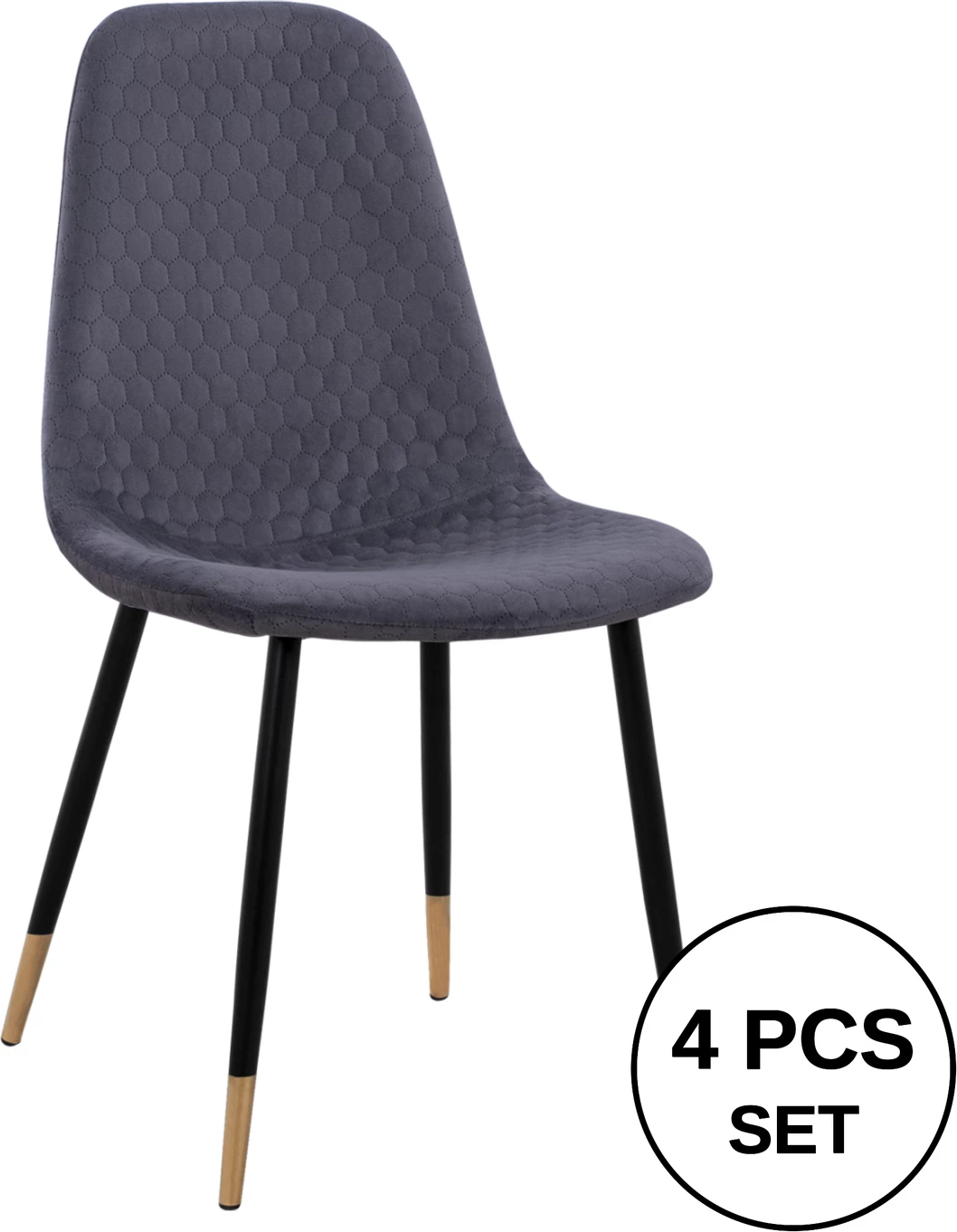 Karrige Lucille FH8552.01 prej kadifeje gri dhe kornizë metalike 45x56x81cm, set prej 4 copash