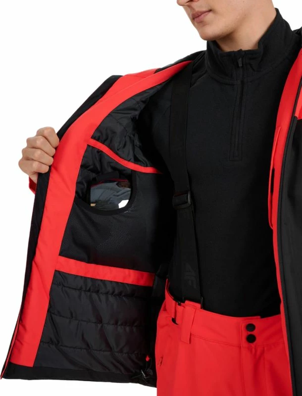 Jakne skijimi për meshkuj 4f, e zezë e kuqe