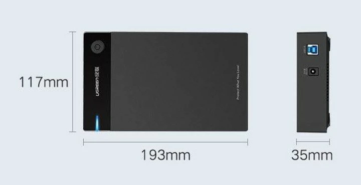 Kasë UGREEN 3.5'' për HDD/SSD, USB 3.0, e zezë