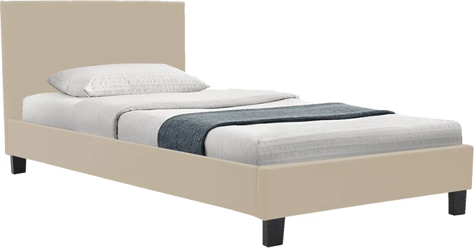 Krevat Nevil, ecru, këmbë të zeza, 90x190cm