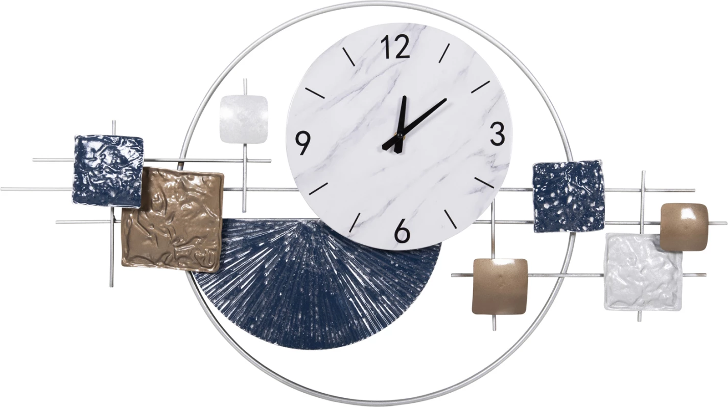 Orë muri metalike, ngjyrë e bardhë, me tregues dhe numra të zinj, FH4209, 92x51 cm