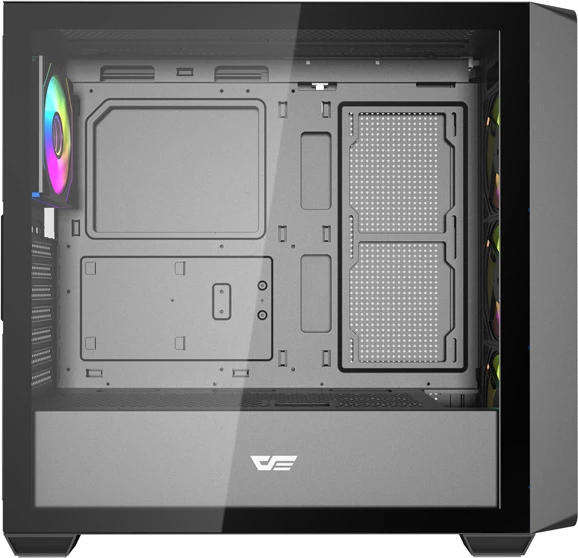 Kasë kompjuteri Darkflash DS900WD ATX Midi Tower, panel anësor xham i temperuar, mbështetje ATX/M-ATX/ITX, 2x HDD + 2x SSD, 7 slote PCIe, me 4 ventilatorë ARGB, e zezë, set x4