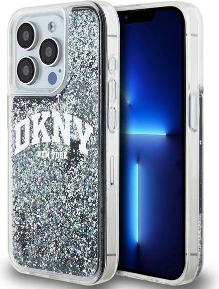 Mbështjellës DKNY Liquid Glitter Big Logo për iPhone 13 Pro / 13, i zi