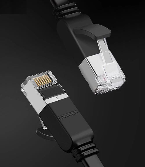 Kabllo rrjeti LAN UGREEN 50184 Cat6 UTP flat 1m RJ45, e zezë, 1 copë (polybag)