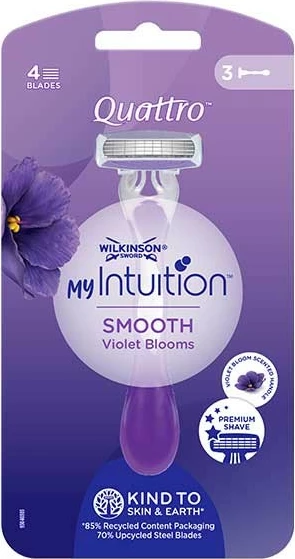 Brisk i disponueshëm për femra Wilkinson My Intuition Quattro Smooth Violet Bloom 3 copë