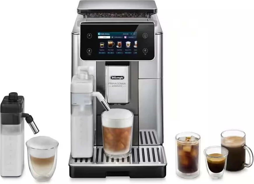 Makineri kafeje DeLonghi PrimaDonna Aromatic ECAM630.75.TSM 19 bar 2.2 L ekran me prekje 5" Cold Brew LatteCrema Titanium