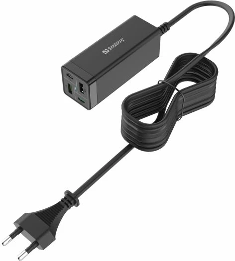 Karikues 4-në-1 SANDBERG 441-45 65W 2xUSB-C PD, 2xUSB-A QC, me kabllo AC EU 1.5m, i zi, set 1 copë