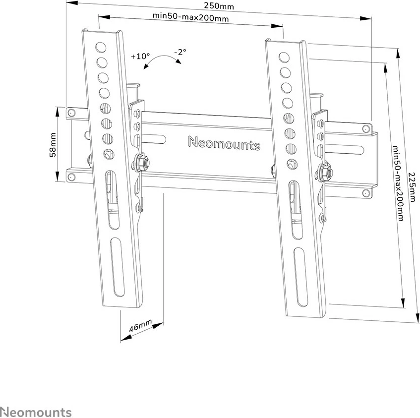 Mbajtëse muri për TV Neomounts WL35-350BL12, 24-55 inç, tiltable, e zezë