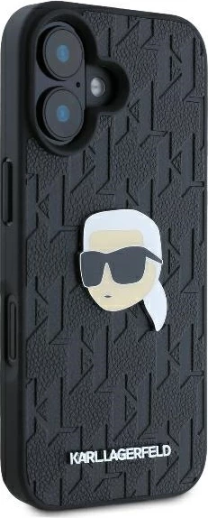 Mbështjellës Karl Lagerfeld Monogram Karl Head Pin për iPhone 16, i zi