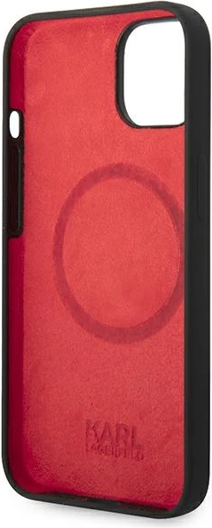Mbështjellës Karl Lagerfeld KLHMP14MSLMP1K për iPhone 14 Plus 6.7", silikon, MagSafe, zi