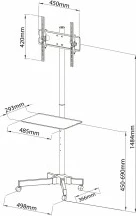 Karrocë me rrota për TV ART STO S-09, për ekrane 23-55", e zezë