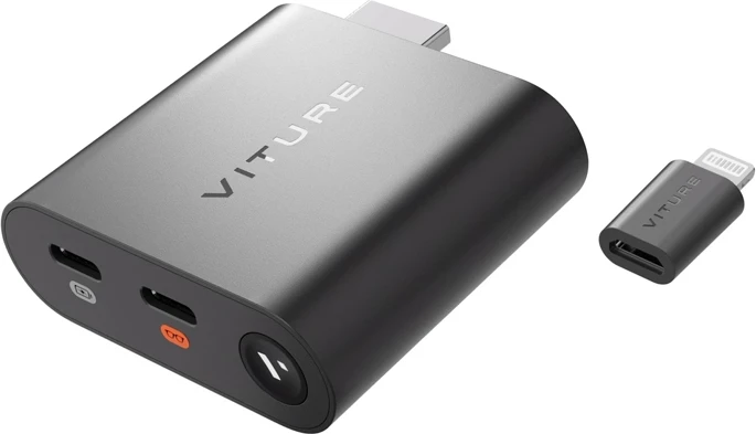 Adapter HDMI XR Viture V1236 për iPhone, me bateri të integruar, i zi