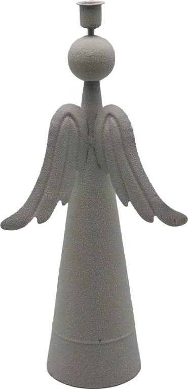 Dekor për Krishtlindje engjëll, metalik, i bardhë, 20.5x11x42.5cm